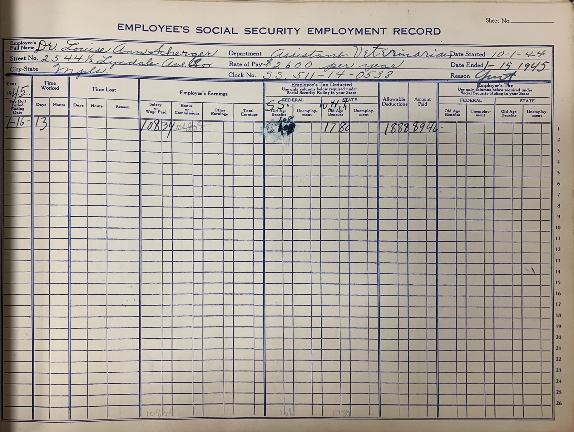 Morgan's employment recordsshow the dates during which Scherger worked for him and pay